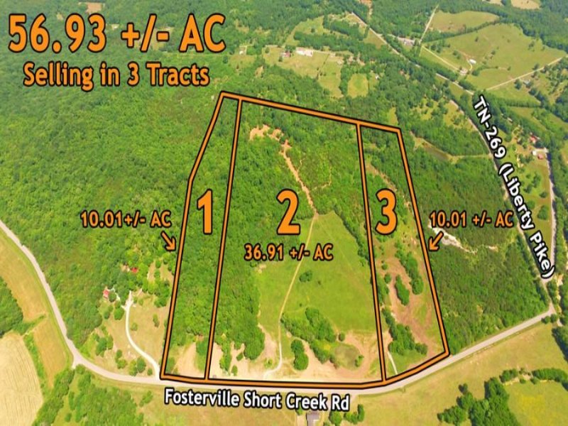 56.93+/- Ac Selling in 3 Tracts : Bell Buckle : Marshall County : Tennessee
