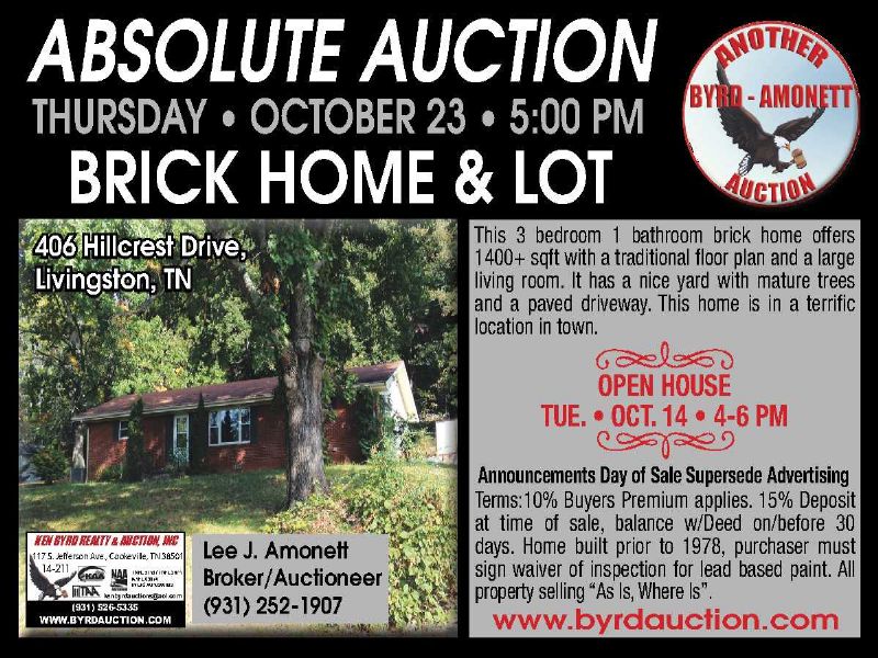 Brick Home & Lot : Livingston : Overton County : Tennessee