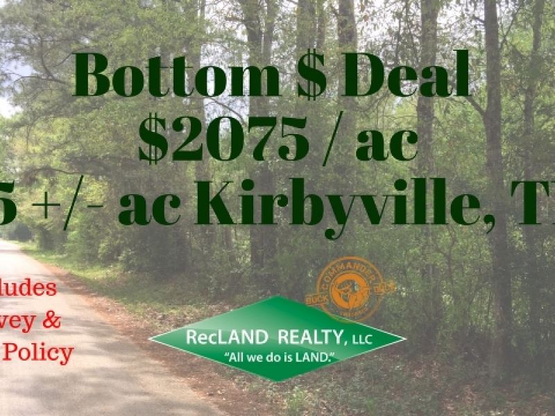 15 Ac Wooded Tract for Home Site : Kirbyville : Jasper County : Texas