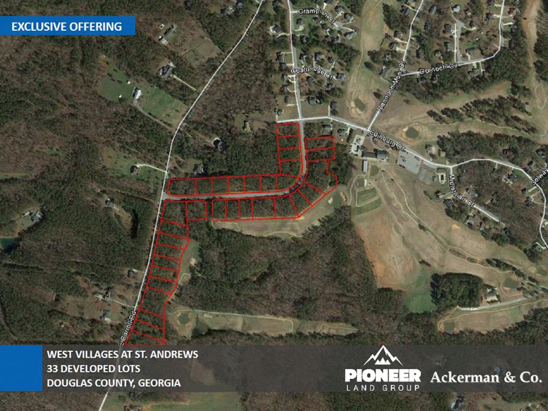 33 Developed Lots, West Villages Land for Sale in Whitesburg, Douglas