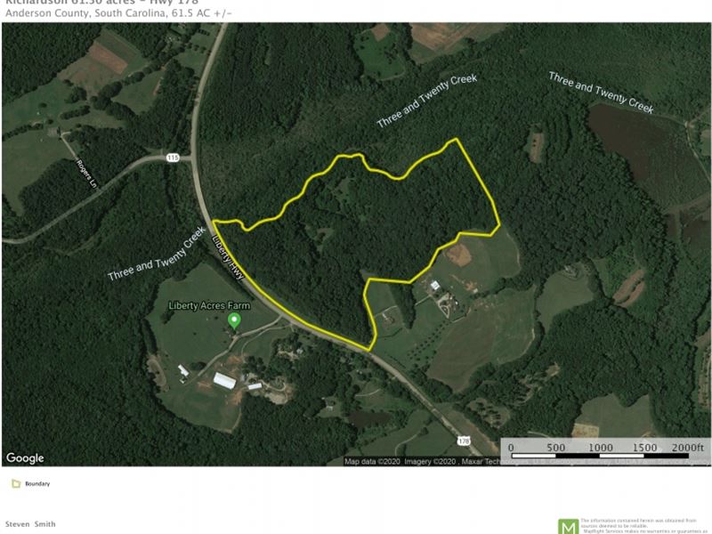 61.50 Acres Centrally Located Betw : Pendleton : Anderson County : South Carolina