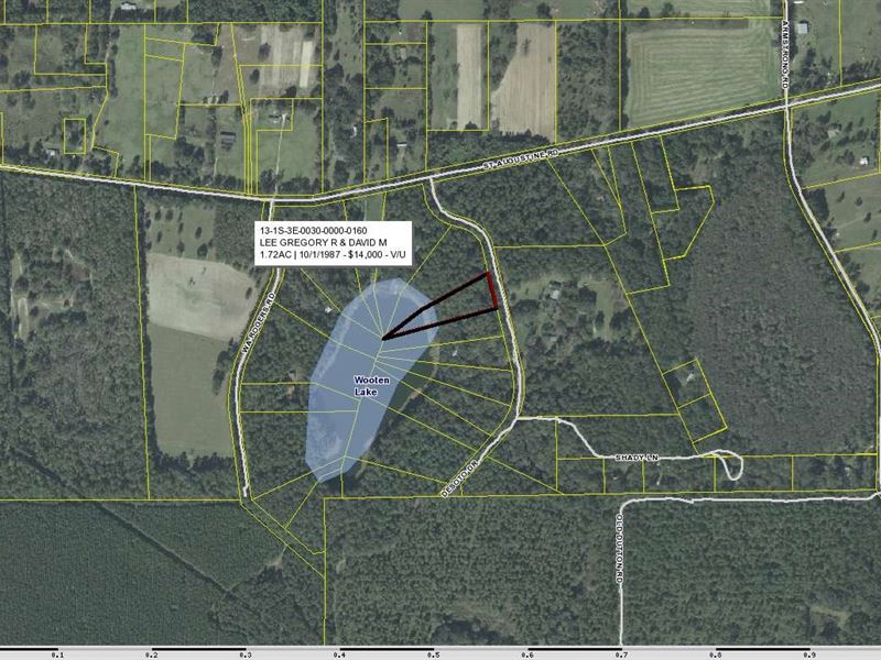 North Florida Lake Front Lot : Monticello : Jefferson County : Florida