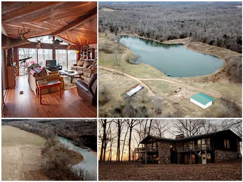 Lodge on 587 Acres on Eleven Point : Gatewood : Oregon County : Missouri