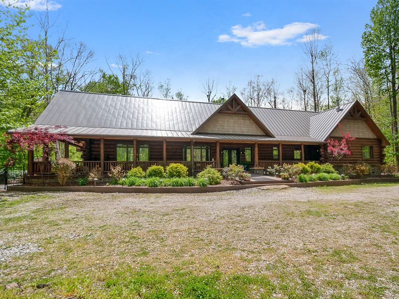 Stunning Log Home on 35 Acres Land for Sale in Duck River, Hickman