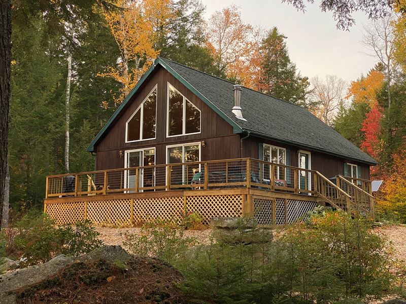 Maine Lakefront Home Surrounded : Burlington : Penobscot County : Maine
