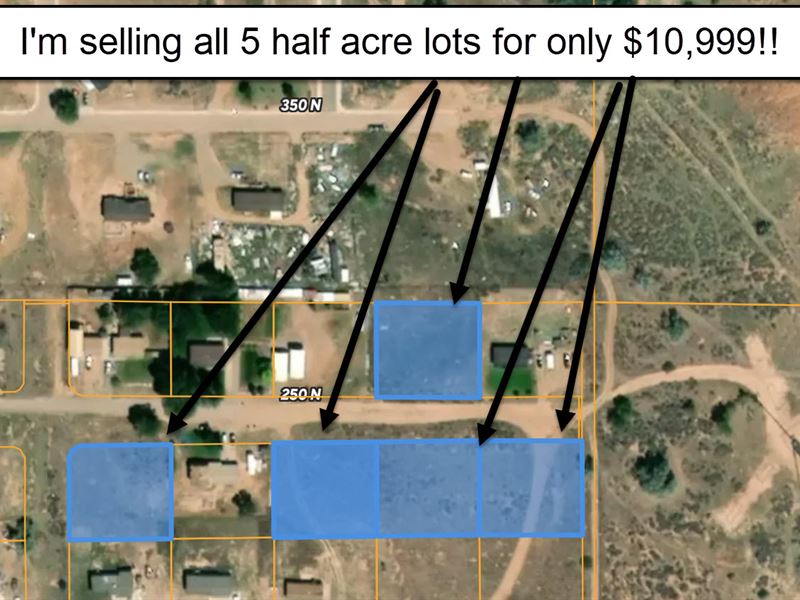 5 Half Ac Lots Mobile Homes Allowed : Fort Duchesne : Uintah County : Utah