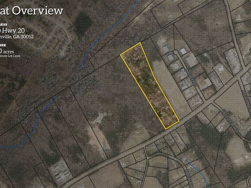 8.0 Acres, Hwy 20, Zoned B-2 : Loganville : Walton County : Georgia