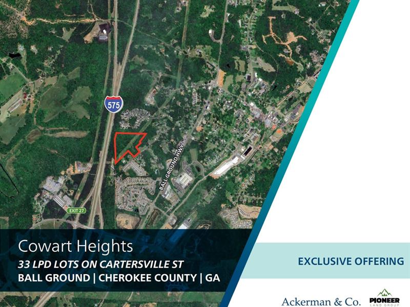 Cowart Heights, 13.8 Acres for 33 : Ball Ground : Cherokee County : Georgia