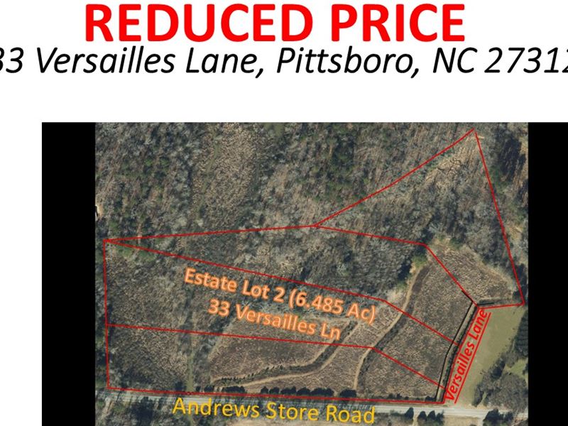 Estate Lot in Rural Setting, Lot 2 : Pittsboro : Chatham County : North Carolina