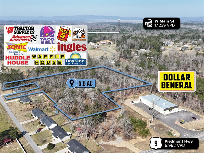 5.6 Acre Parcel, Dollar General Adj : Centre : Cherokee County : Alabama