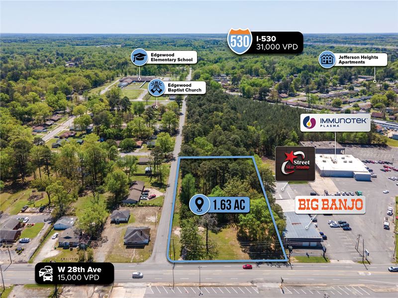 1.63 Acre Commercial Land Parcel : Pine Bluff : Jefferson County : Arkansas