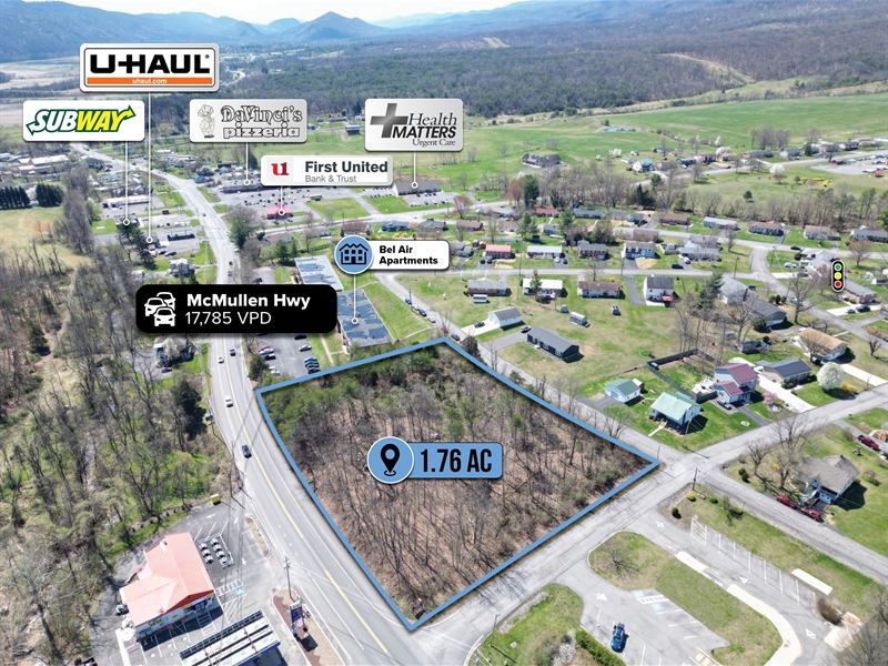 Dense Commercial Corridor 1.76 Acre : Cumberland : Allegany County : Maryland
