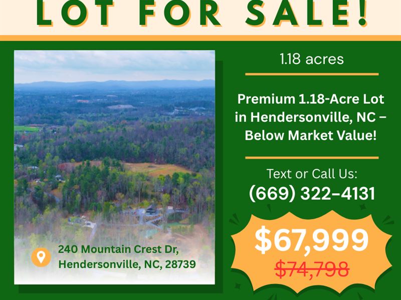 1.18 Acre Lot in Hendersonville, NC : Hendersonville : Henderson County : North Carolina