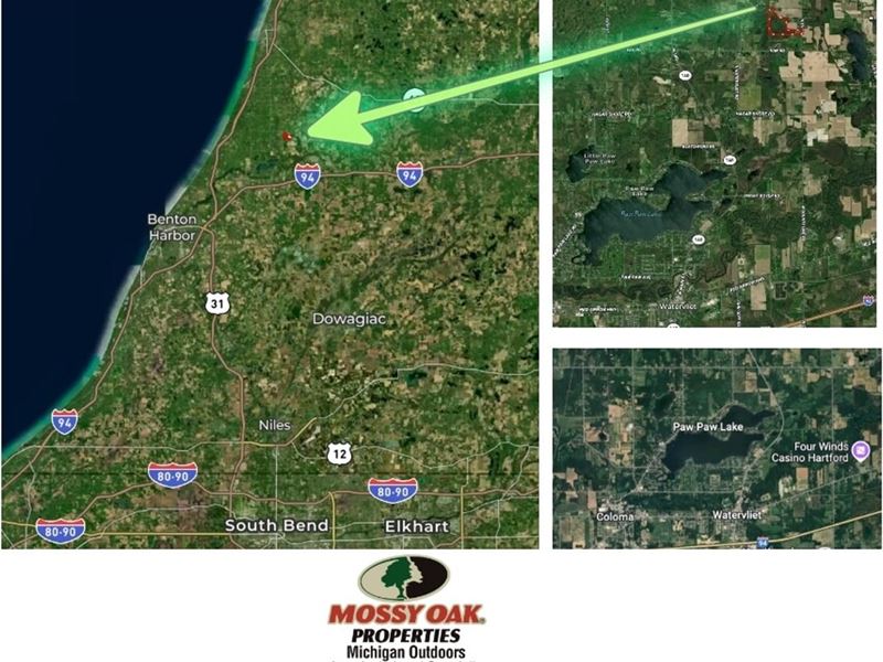 63 Acres Wooded & Wildlife : Covert : Van Buren County : Michigan