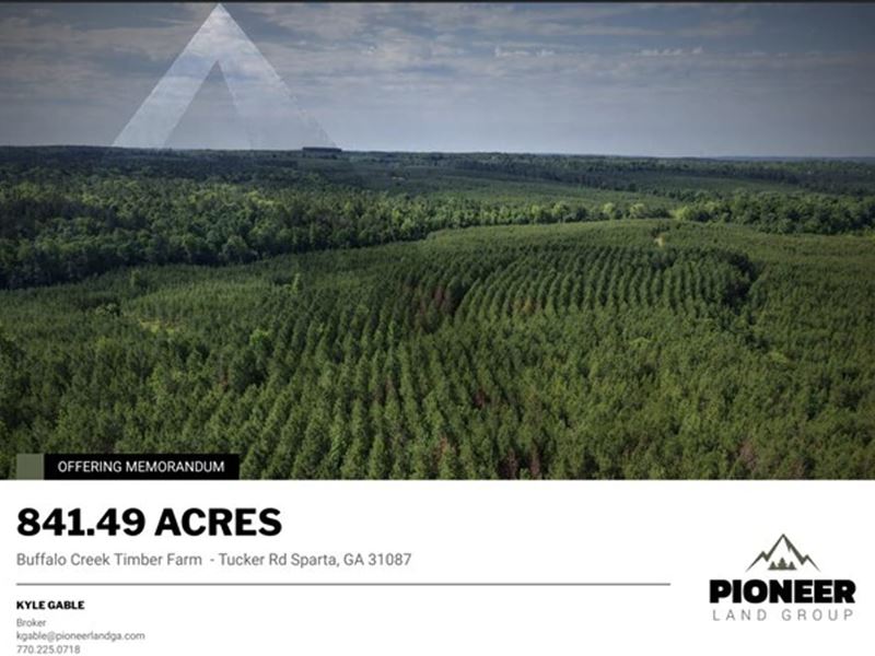 841.49 Acres, Buffalo Creek Timber : Sparta : Hancock County : Georgia