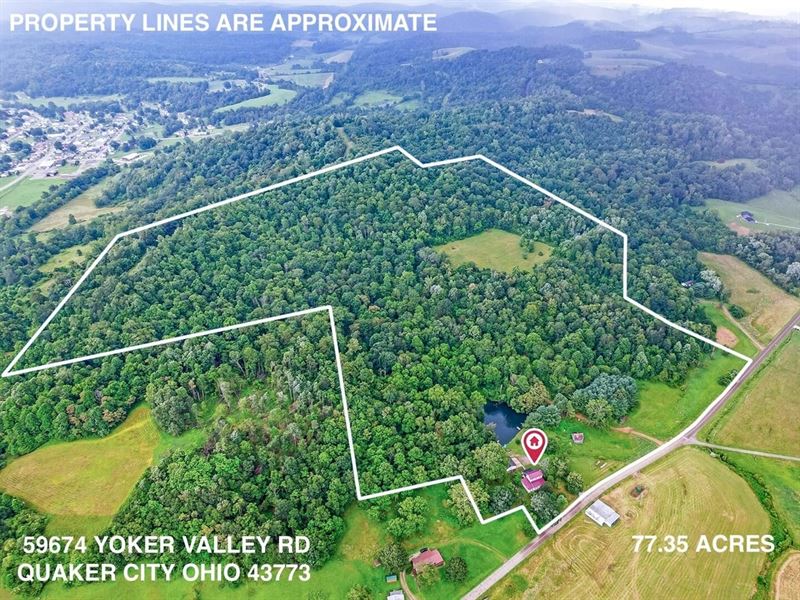 Yoker Valley Rd, 77 Acres : Quaker City : Guernsey County : Ohio