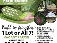 5 to 64.58 Acres in East Texas : Livingston : Polk County : Texas