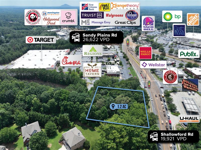 $1 Auction, 1.2 Acre Parcel : Marietta : Cobb County : Georgia