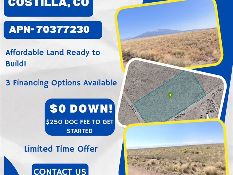 4.5 Ac of Peace in Costilla- $99/Mo : Blanca : Costilla County : Colorado
