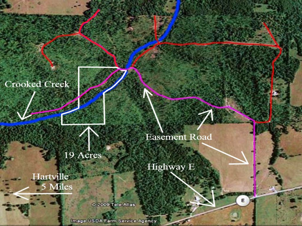 19 Acres with Creek for $500 Down : Hartville : Wright County : Missouri