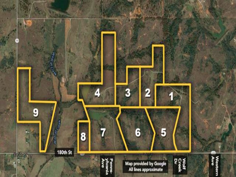 471+/- Acres Selling in 9 Parcel : Purcell : McClain County : Oklahoma